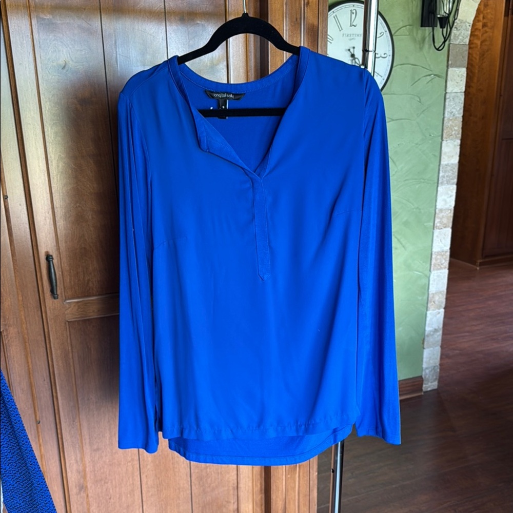 Worthington Women's Long-Sleeve Royal Blue V-Neck Blouse